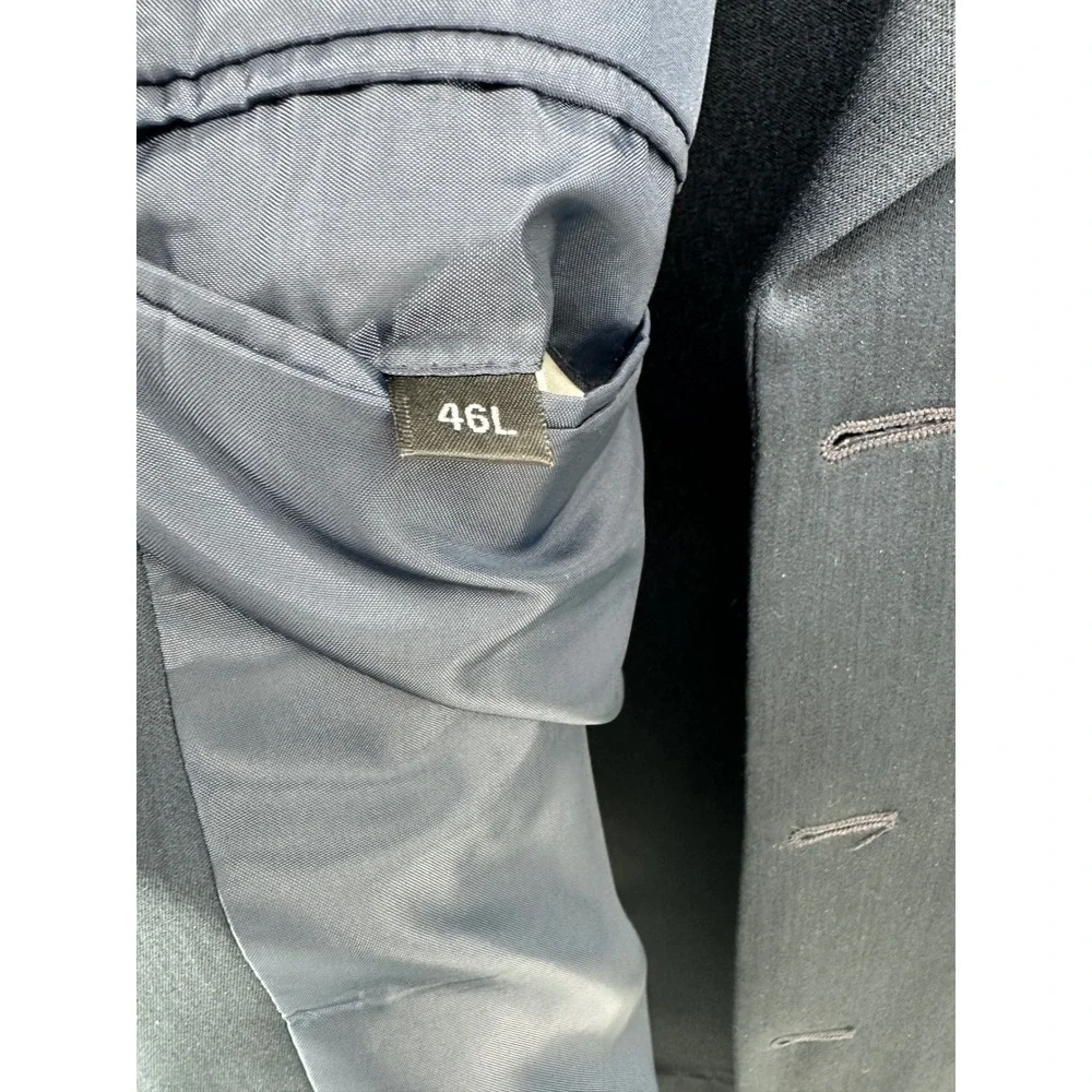 Vanetti Mens Navy Blue 4 Button Pleated Cuffed 2 Piece Suit 46L 40L